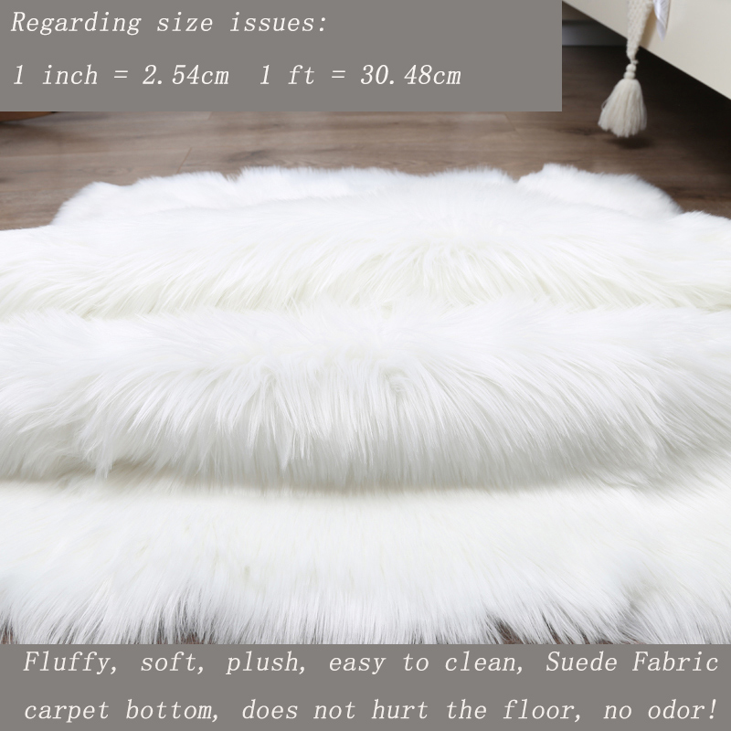 Plush soft European bedroom carpet imitation wool pad long hair bedside bay window cushion sofa cushion white red window carpet