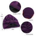 New Women's Hair Cap For Sleeping Double Layer Elastic Satin Lined Headscarf Hat Chemotherapy Haircaring Turban Headband Bonnet