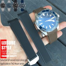 22mm New Style Rubber Silicone Watch Strap Black Blue Brown Watchband Suitable for Tag Heuer CARRERA AQUARACER Series Watch