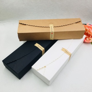 50Pcs/lot Long Kraft Paper Box With Free Stickers For Cookie/Baking/Candy /chocolate/Gift Packaging Boxes Storage Box