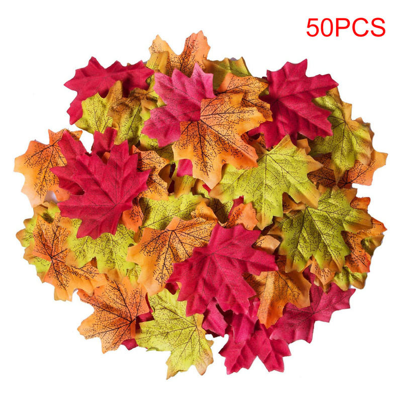 50-500 Pcs Artificial Maple Leaves Simulation of Decorative Maple Leaves Fake Autumn Leaves for Home Wedding Party Decoration