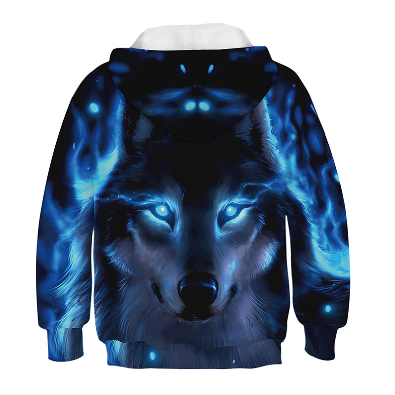 3D Print Lightning Wolf Girls Boys Hoodies Coat Teens Autumn Outerwear Kids Clothes Hooded Sweatshirt Child Long Sleeve Pullover