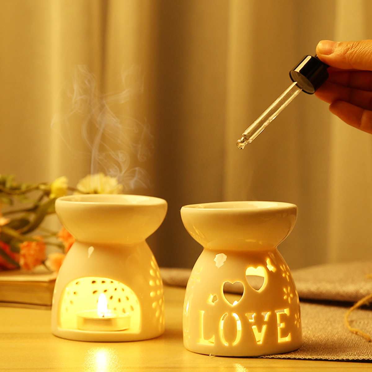 7 Styles Ceramic Candle Holder Oil Incense Burner Essential Aromatherapy Oil Burner Lamps Porcelain Home Living Room Decoration