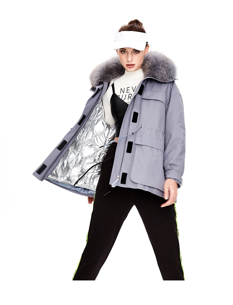 Winter Clothing Ladies Solid Color Loose Parka Jacket