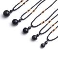Natural Stone Necklaces & Pendants Women and Men Black Obsidian Rainbow Eye Beads Ball Transfer Good Lucky Love Energy Gift
