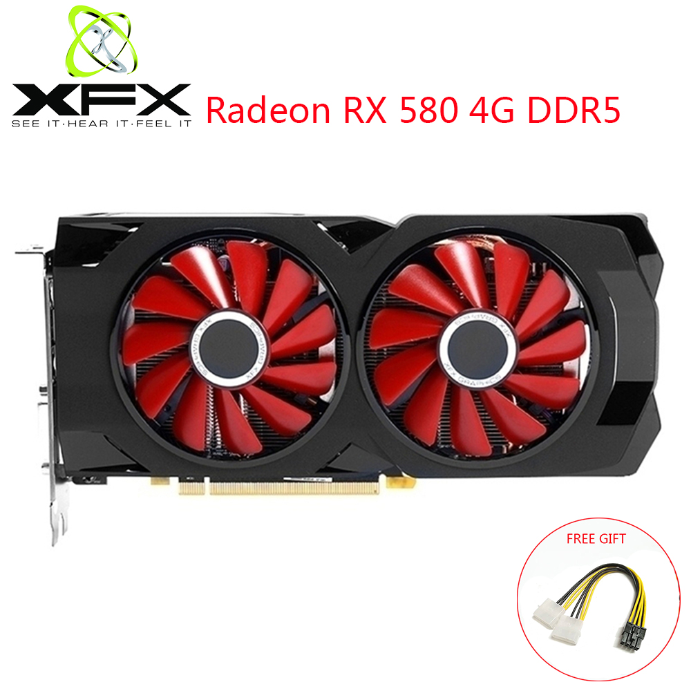 XFX AMD GPU Radeon RX 580 4GB DDR5 Graphics Card AMD RX 580 4GB 256 Bit PC Gaming Video Card PC Gamer Used AMD Cards