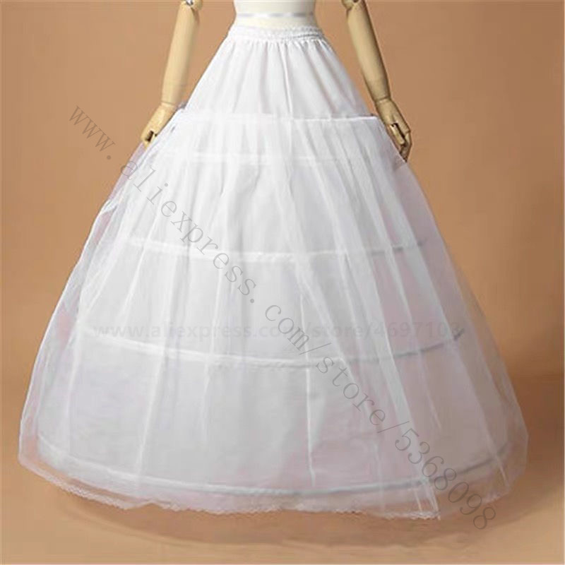 New White 3 Hoop Adjustable Size Adult dress Underskirt Wedding Crinoline Prom Dress Petticoat