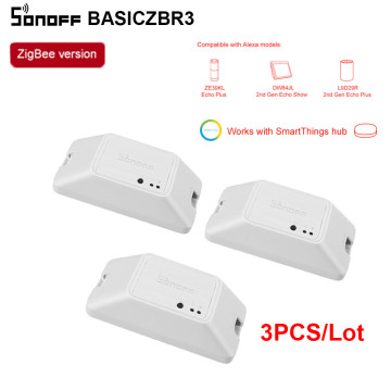 Wholesale 3PCS SONOFF Zigbee Switch Module BASICZBR3 DIY Smart Switch Wireless Switches Vocie Control Via Alexa SmartThings Hub