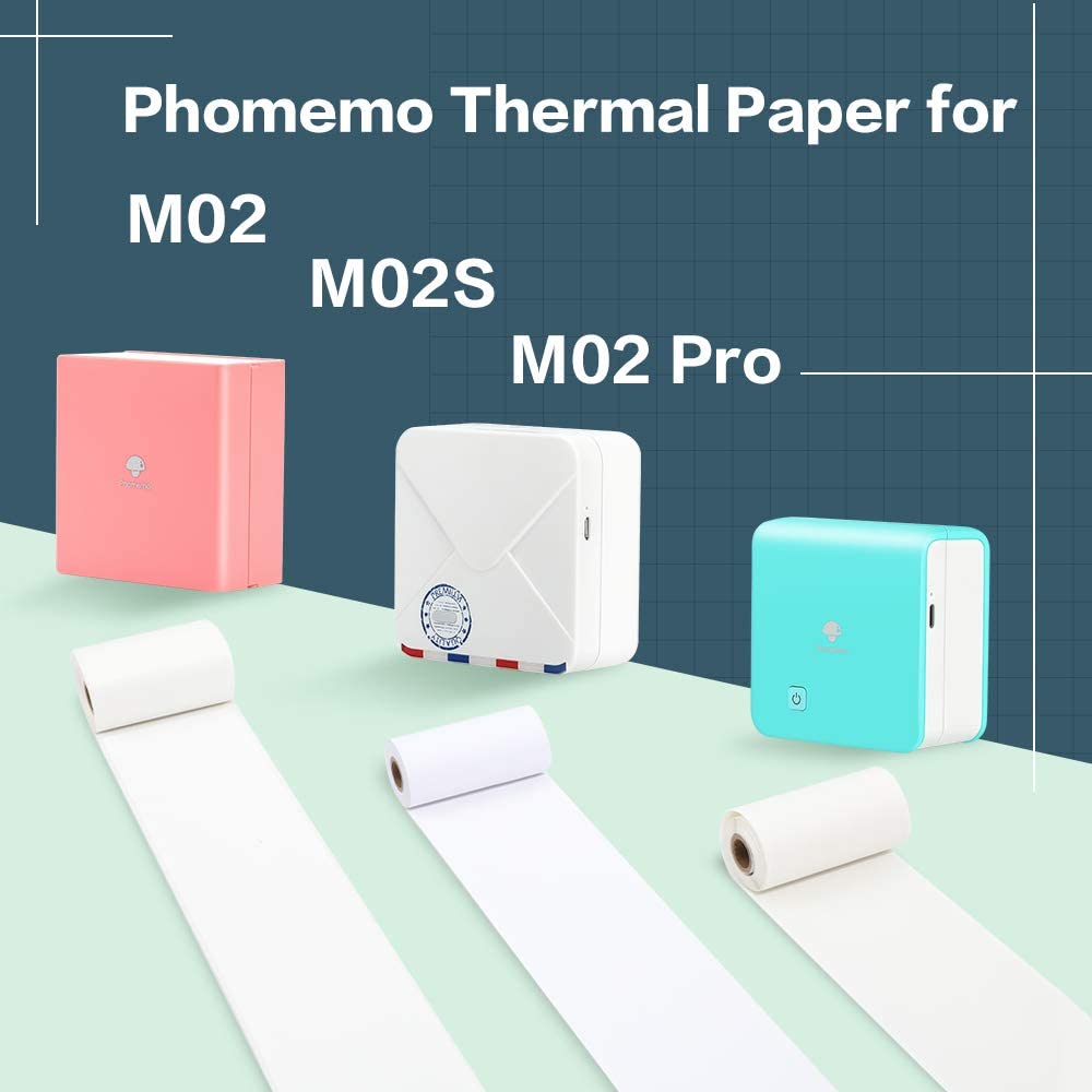 6 Rolls Phomemo White Self-Adhesive Thermal Paper for Phomemo M02/M02S/M02Pro Sticker Machine Printable Paper Roll Free Shipping