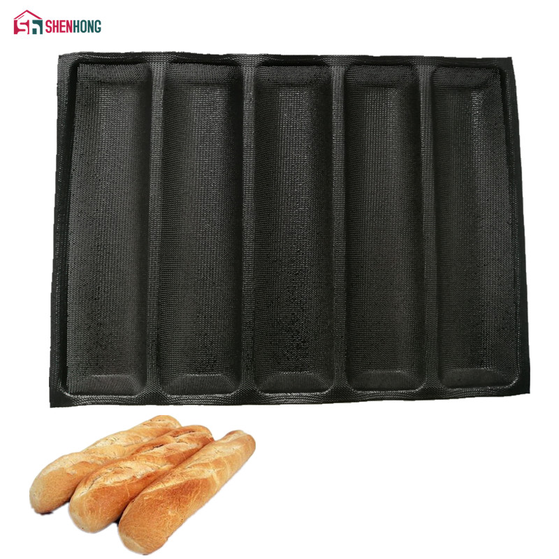 SHENHONG Non-Stick Baguette Wave French Bread Bakeware Perforated Baking Pan Mat for 12-Inch Sub Rolls Silicone Baking Liners