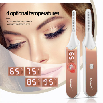 Electric Heated Eyelash Curler Rechargeable 4 Temperature Gears 10S Quick Heating Long Lasting Natural Curling Make-Up Tool 48