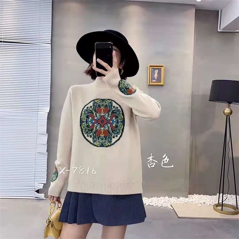 Women Original Design Autumn Winter Vintage Mori Girls Sweet Mushroom Embroidery Cute White Knitted Pullover Sweaters