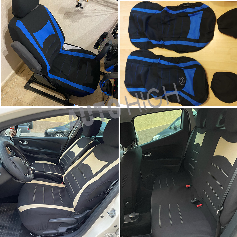 Universal Car Seat Covers 9pcs Full Set Automobile Mesh Cloth for Sedan Interior Decoration Accessories Automobile Protectors