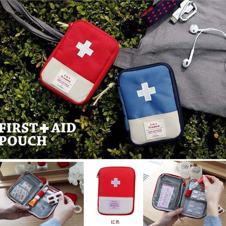 Red Blue Portable Outdoor Travel First Aid kit Medicine bag Home Small Storage Bag Medical box Emergency Survival Pill Case S/L