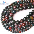 CAMDOE DANLEN Natural Bloodstone Heliotrope Round Loose Stone Beads 6 8 10 12 14MM Fit DIY Charms beads For Jewelry Making Parts