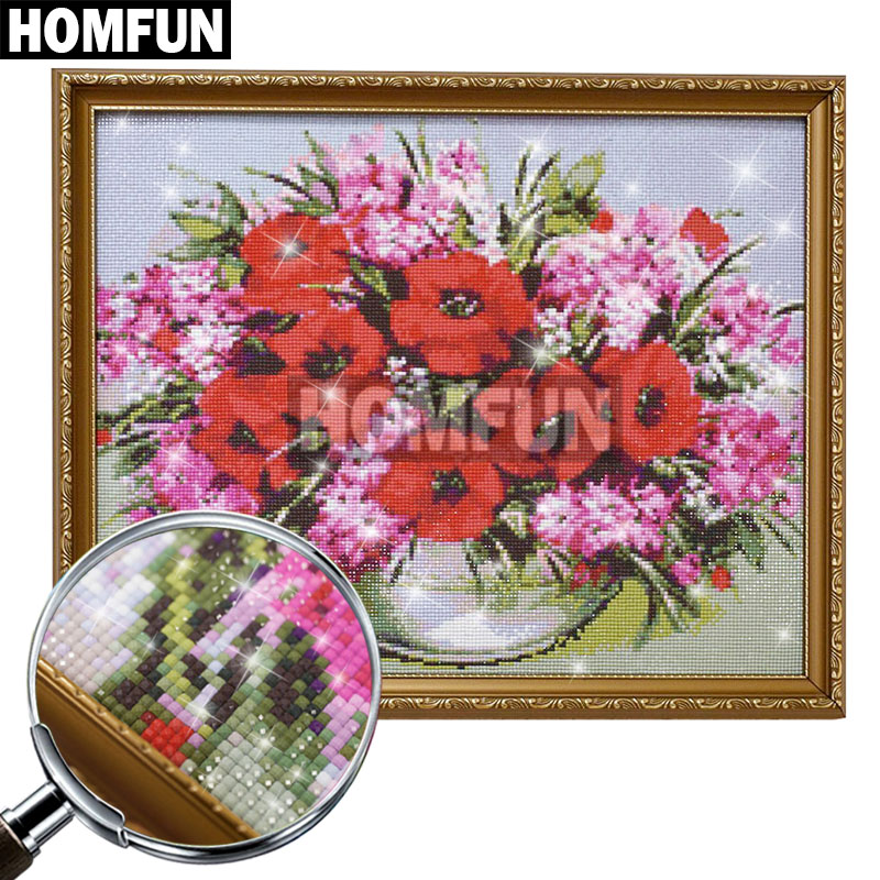 HOMFUN Diamond painting "Orchid flower landscape" Full Square/Round Drill Wall Decor Inlaid Resin Embroidery Craft Cross stitch