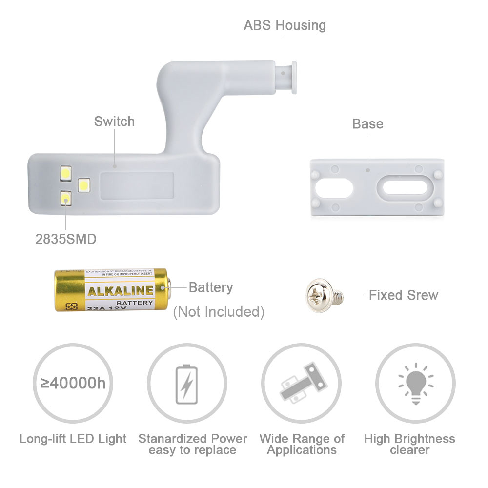 0.25W Inner Hinge LED Sensor Under Cabinet Lights Universal Hardware Kitchen Bedroom Living Room Cupboard Wardrobe Night Light