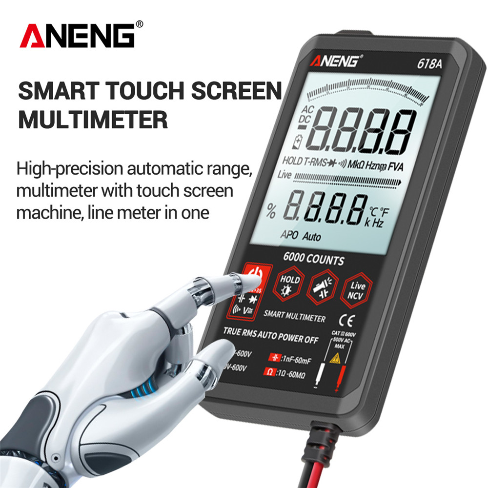 ANENG 618A Digital Multimeter Professional Smart Touch DC Analog True RMS Auto Tester Transistor Capacitor NCV Testers Meter