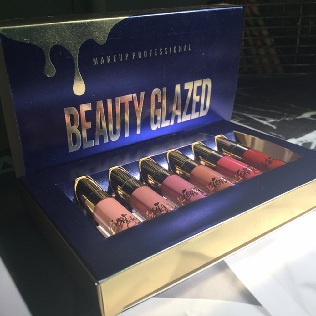 Beauty Glazed Long-Lasting Moisturizing Lipstick Lip Gloss 6 Pcs Set No Makeup Moisturizing Lip Gloss Beauty Products