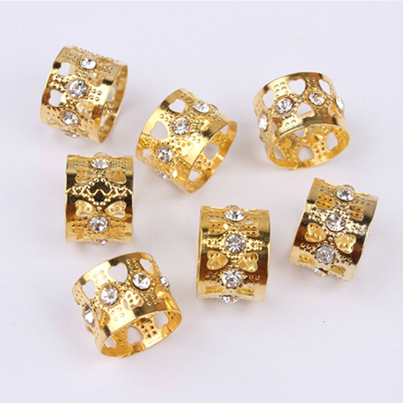 10x14mm 50pcs Rhinestone Hair Rings Dread Braids Dreadlock Beads Adjustable Cuffs Clip Shape Hair Extension Tools Jewelry