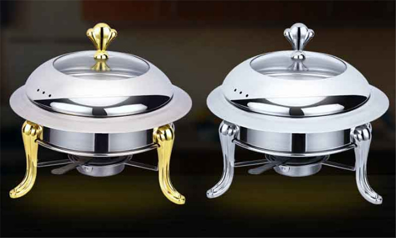 Golden stainless steel alcohol stove household commercial Removable small chafing dish solid fuel boiler small cooking hot pots
