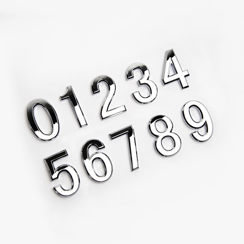 Sale 5cm 3D Digits 0-9 Number Sticker Plate Sign Hotel Silvery Door Number Plaque Modern Plated House Home Decor