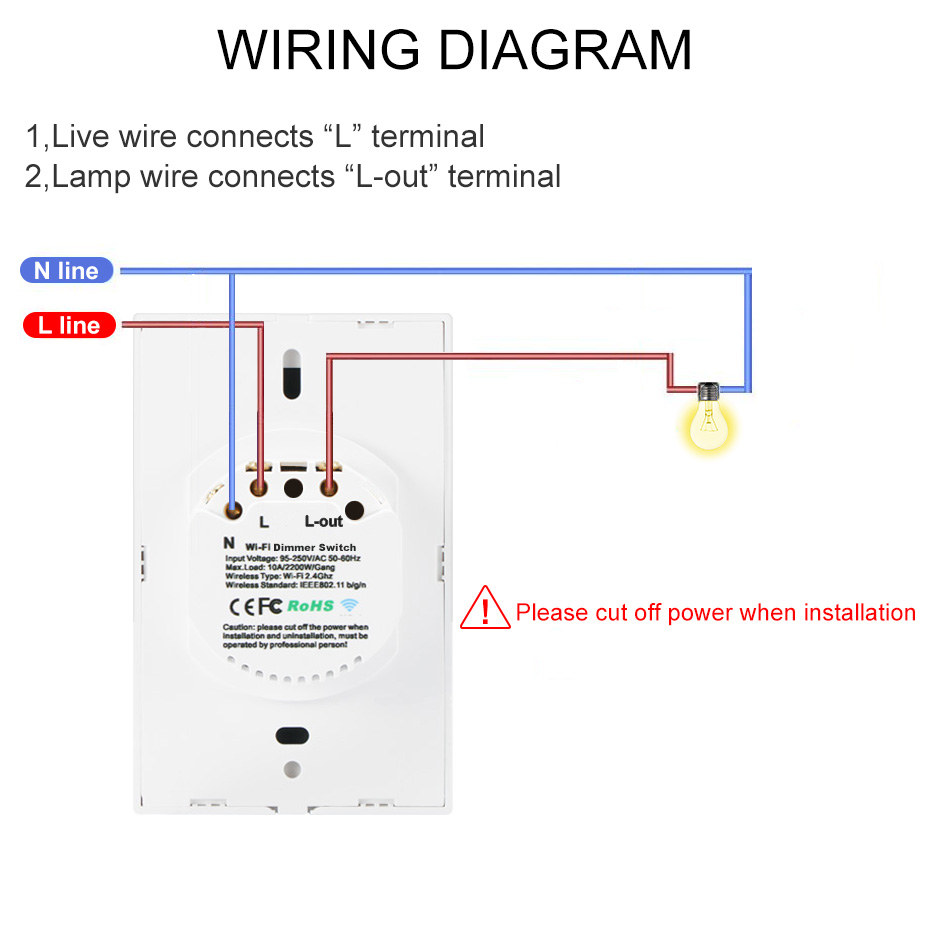 WiFi Dimmer Switch Smart Light Touch Switch Dimming Compatible with Amazon Alexa Google Home Dimmable 110V 220V US EU Standard