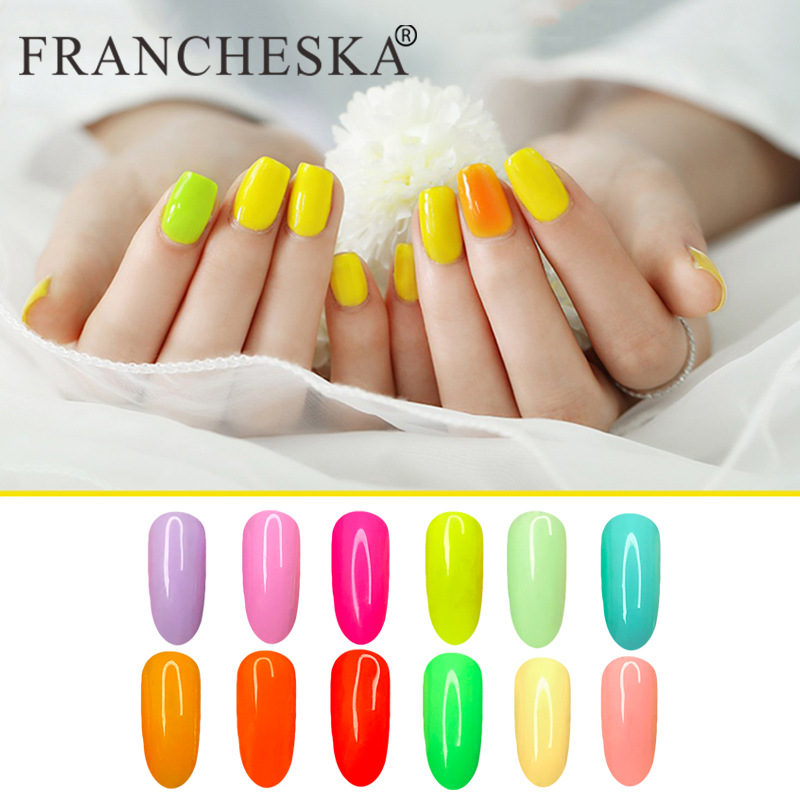 FRANCHESKA 8ML Nail Polish Gel Varnish Hybrid UV For Manicure Neon Color Primer Nail Art gel Extension nail polish Nail Gel DIY