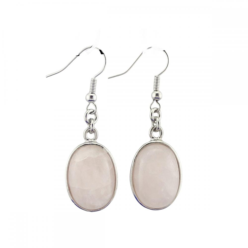 Natural Stone Oval Shape Dangle Earring Gemstone Crystal Hook Earrings Amethyst Quartz Hoop Charm Earring for Women Girl