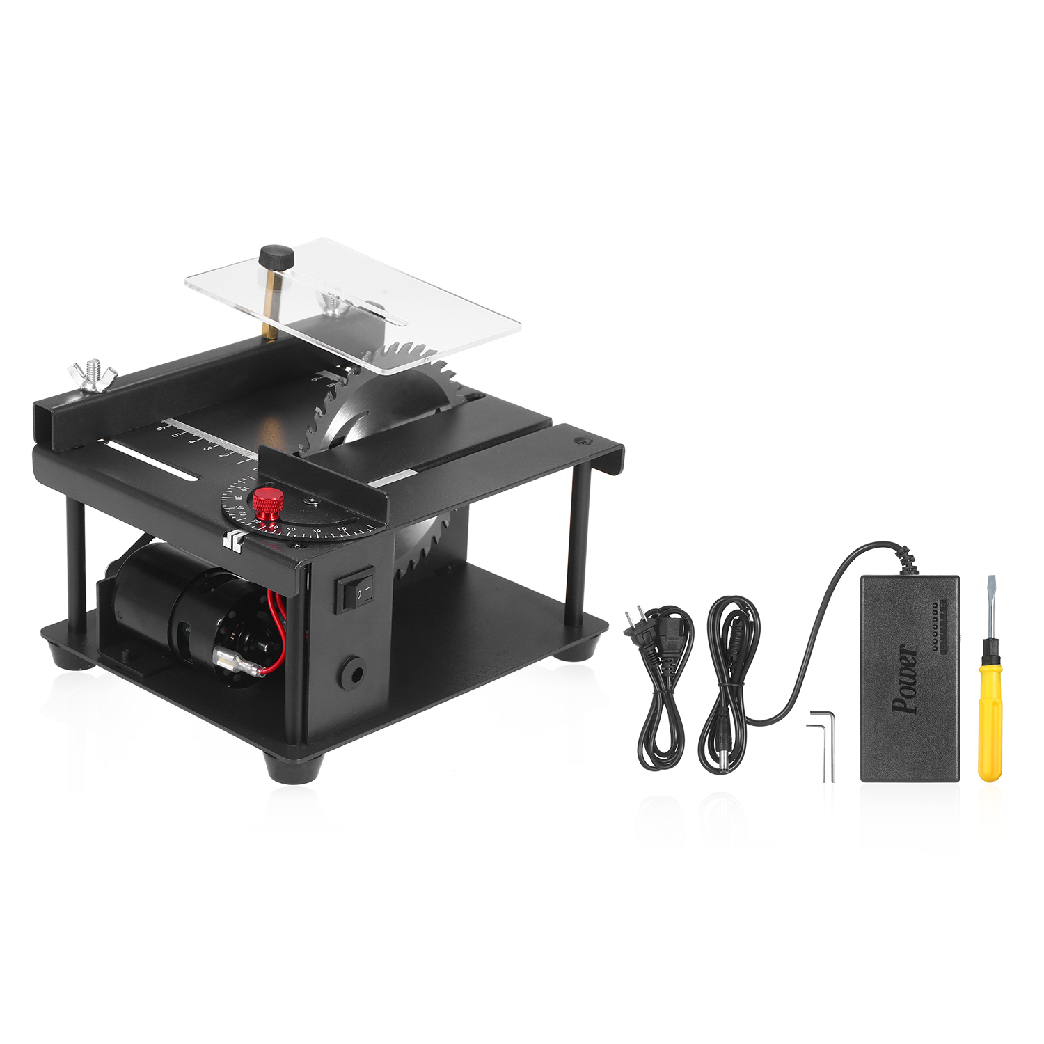 Table Saw Mini Desktop Saw Cutter Electric Cutting Machine with Saw Blade Adjustable-Speed Angle Adjustment 35MM Cutting Depth