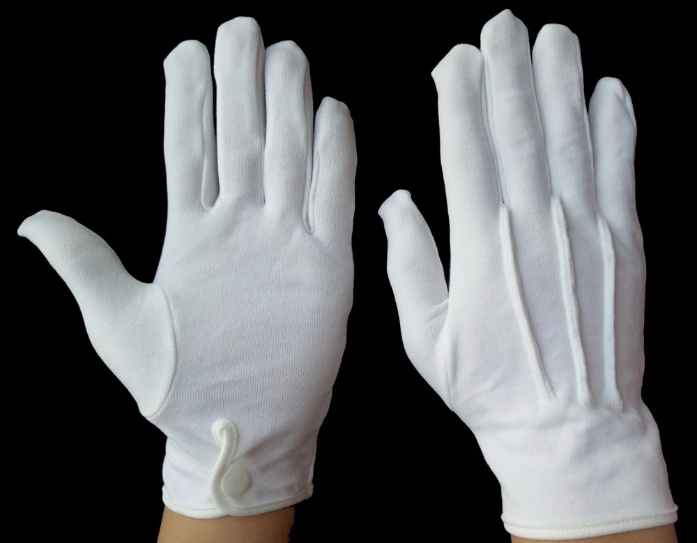 Guanti COTONE 1 PAIA DONNA o UOMO BIANCO bottone a pressione Maglia Guanti