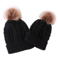 Womens Mother Baby Matching Knitting Pom Bobble Hat Kids Winter Warm Beanie Cap