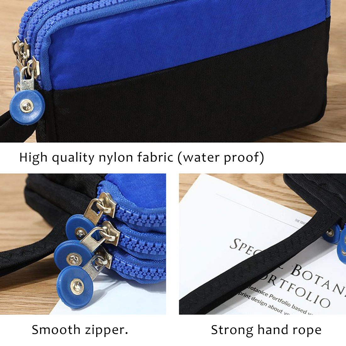 3 Layer Canvas Phone Bag Women Wallets Solid Short Wallet Three-Layer Zipper Gift Card ID Holders Walles Key Coin Purses Bags