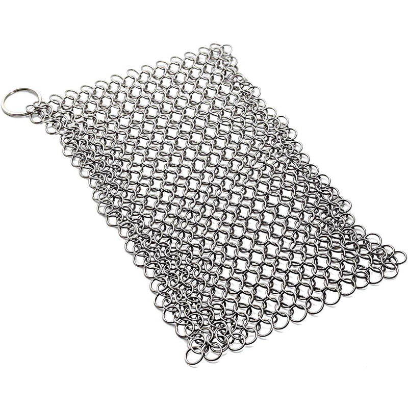 8Inch X 6Inch Stainless Steel Cast Iron Cleaner 316L Chainmail Scrubber For Cast Iron Pan Pre-Seasoned Pan Dutch Ovens Waffle