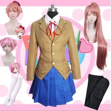 Doki Doki Literature Club Monika Sayori Yuri Natsuki Cosplay Costume School Uniform Girl Game Costume