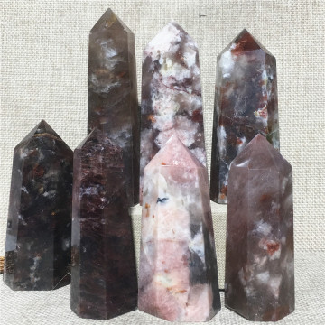 {6-8pcs/lot1000g}Natural Fire Quartz Crystal Point Home Furnishing Decoration Stone Gift Rod Column Wand Tower(77-105mm)