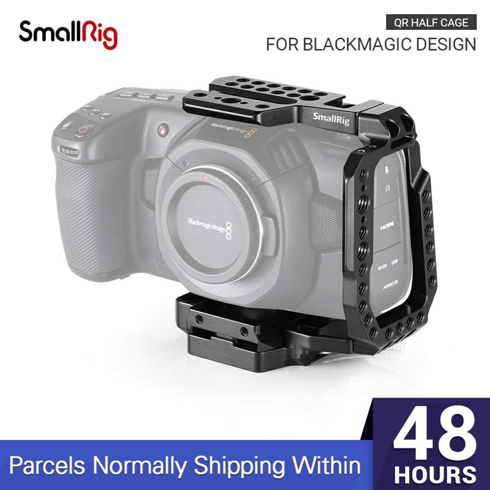 SmallRig QR Half Cage for Blackmagic Design Pocket Cinema Camera BMPCC 4K 6K With Built-in Manfrotto 501PL Plate NATO Rail- 2255