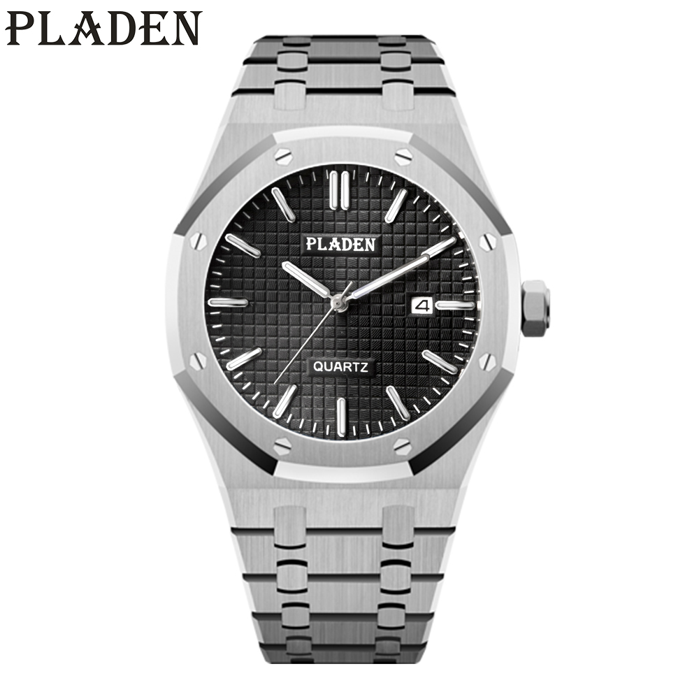 PLADEN Luxury Fashion Mens Watch Sport Waterproof Automatic Watches Luminous Business Man Quartz Wristwatch Relogio Masculino PP