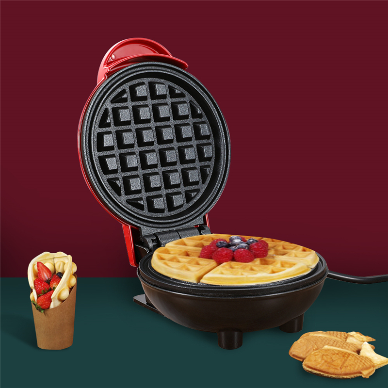 Mini Electric Waffles Maker Bubble Egg Cake Oven Breakfast Waffle Machine Kitchen Baking Eggette Machine Mini Waffle Pot