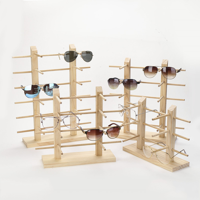 Fashion Multi Layers Wood Sunglass Display Racks Shelf Eyeglasses Show Stand Jewelry Holder for Multi Pairs Glasses Showcase