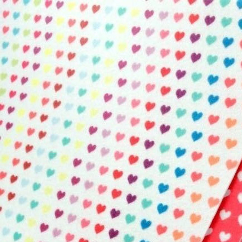 ZY DIY Mixed 21 Colors 1mm Thick 14x14cm 100% Polyester Heart Printed Nonwoven Felt Fabric Handmade DIY material fabric