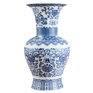 Ancient Chinese Style Jingdezhen Eggshell Blue And White Red Porcelain Kaolin Flower Vase Home Decor Handmade Vases