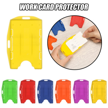 1PC Double Sided Colorful Plastic Work Card Holders Name Card Sleeve ID Holder Practical Multi-use Work ID Protector Cover Case