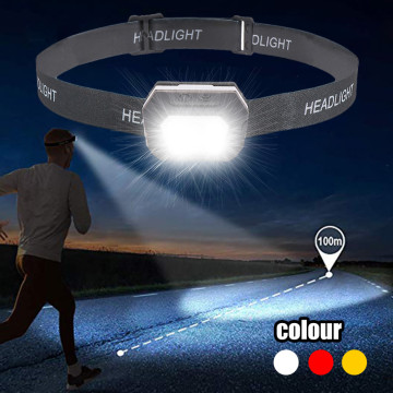 LED Headlamp USB Rechargeable Head Lamp Bright Fish Head Torch Headlight Sensory Switch Waterproof Outdoor Headlamp