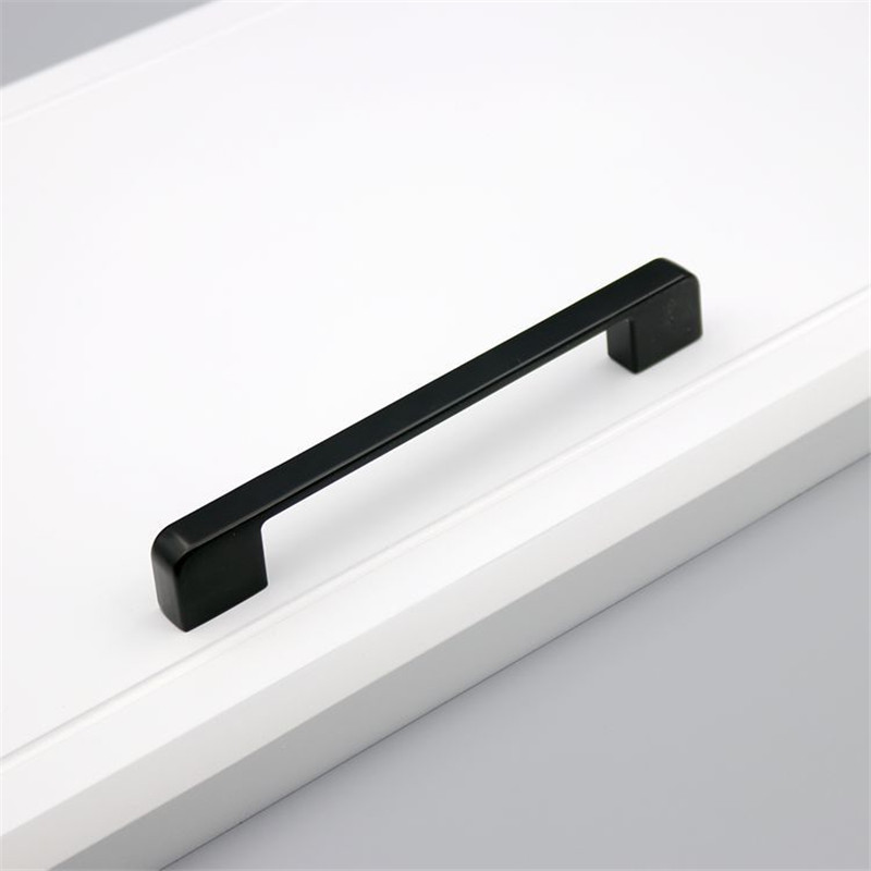 KK&FING American Style Black Aluminum Cabinet Handles and Knobs Simple Kitchen Drawer Pulls Furniture Handle Door Hardware