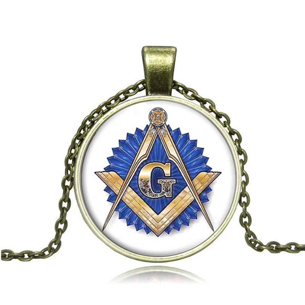 Freemasonry Chrome Square and Compass Mason Quartz Pocket Watch Chain Pendant Watches Birthday Christmas Gifts Set for Men Women