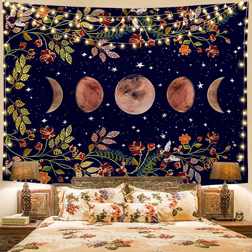 Psychedelic Flower Moon Tapestry Wall Hanging Starry Sky Room Decor Large Carpet/Sheets/Yoga Mat Art Home Decoration Accessories