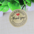 12/60/120PCS Round Labels Paper Bag Kraft Thank You Stickers Thank You Red Love Self-adhesive Stickers Garment Labels