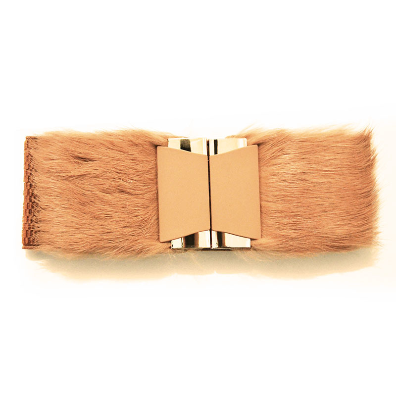 ZLD rabbit fur belt fashion wide belt wild Cintos Femininos belt metal dress belt ladies coat windbreaker elastic wide belt