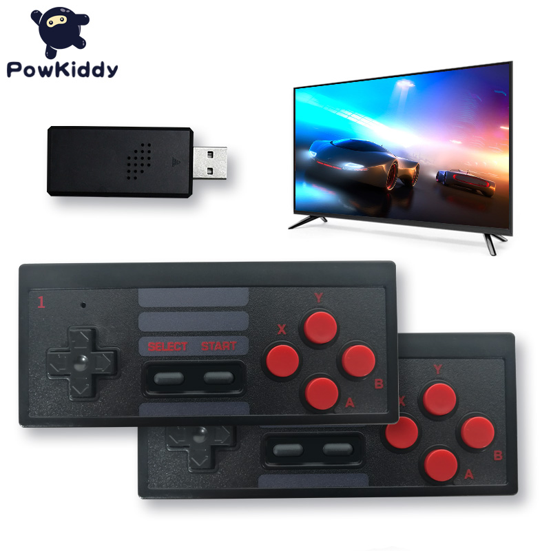 POWKIDDY PK-04 AV Version Video Game Console TV Stick Built-in 620 8-Bit FC Game Wireless Dual Controller Children's Cheap Gift